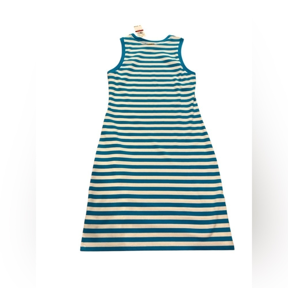 NWT Michael Kors Striped Sleeveless shift Dress Turquoise and White Stripes XS - Picture 5 of 5